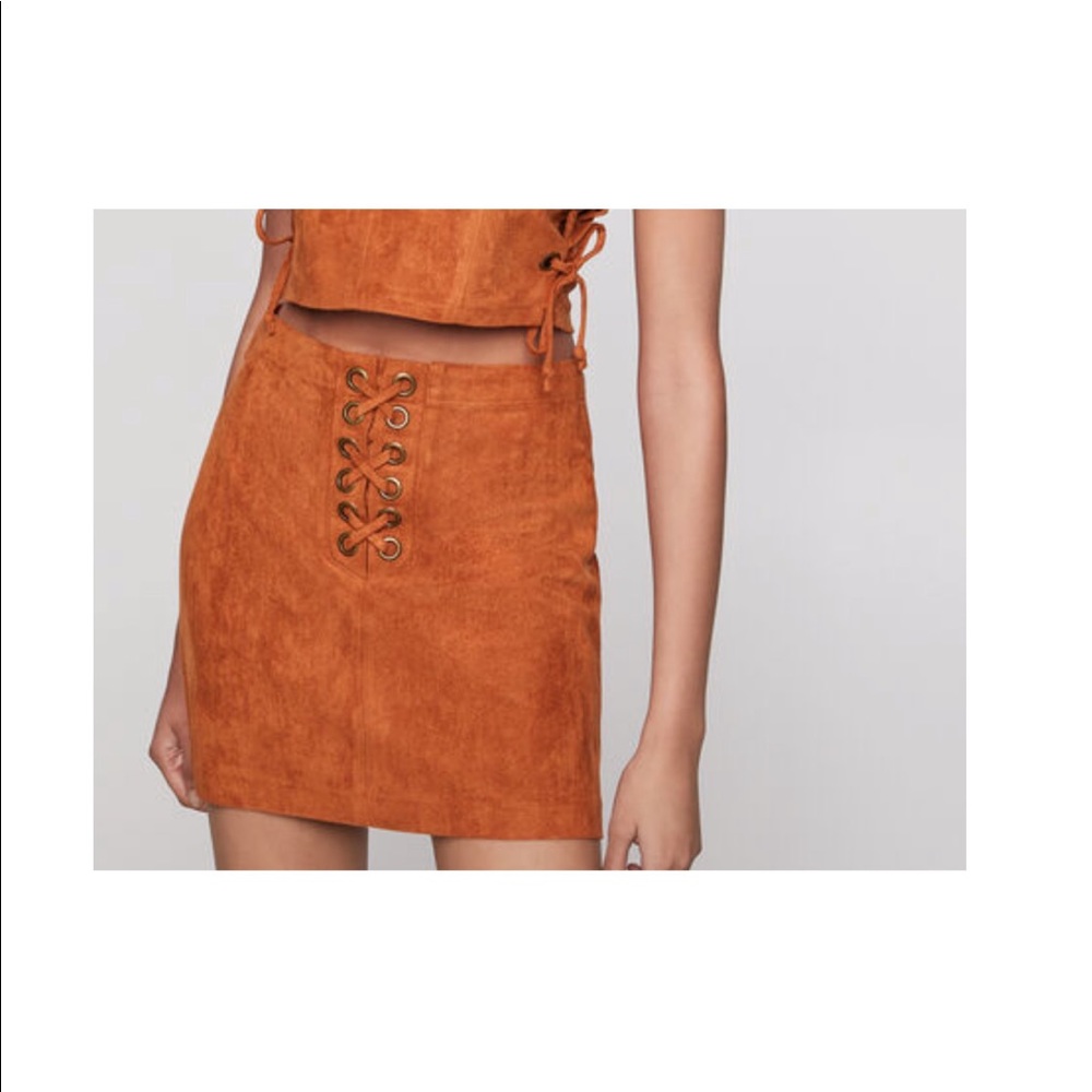 Faux Suede Lace Up Skirt, Size 2